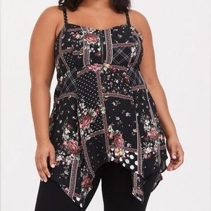 TORRID Babydoll Georgette Hanky Hem Floral Tank Cami Size 5X